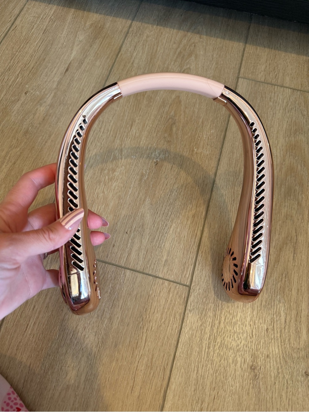 Rose Gold Hands-Free Neck Fan - Pink Accents